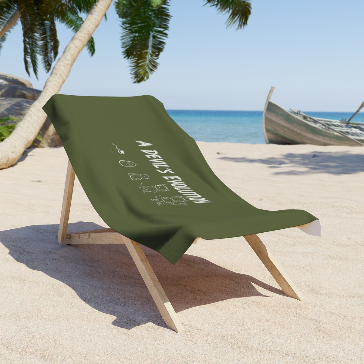 A Devil's Evolution — Beach Towel (Olive)