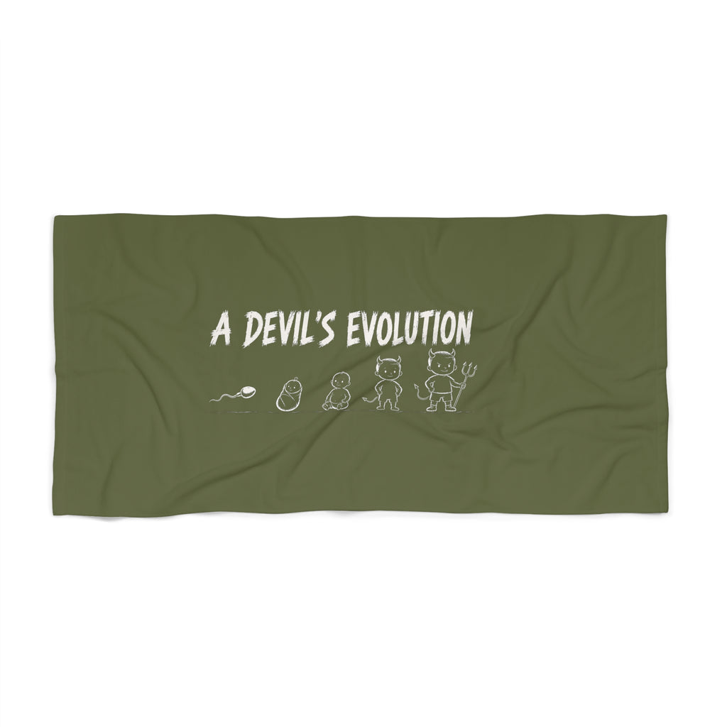A Devil's Evolution — Beach Towel (Olive)